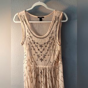 Sheer empire top with beaded embroidery